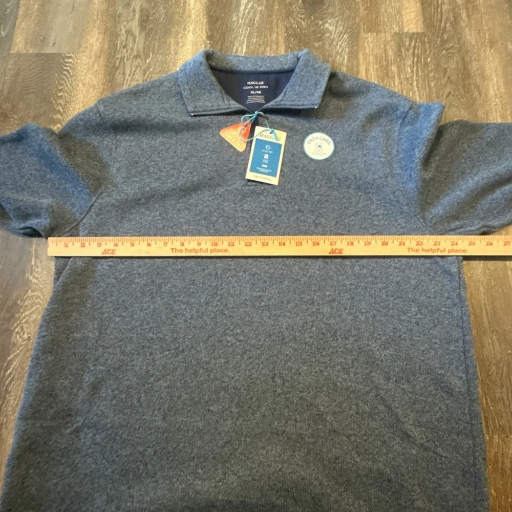 Haggar 1/4 Zip Pullover Cool 18 Pro Sweater Men's Blue Size XL--NWT
